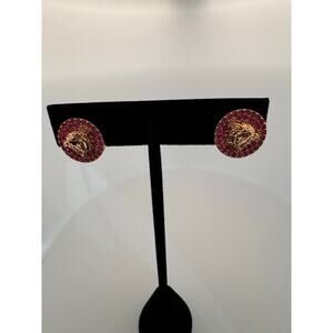 Versace Medusa Crystal-Embellished Stud Earrings – Pink & Gold